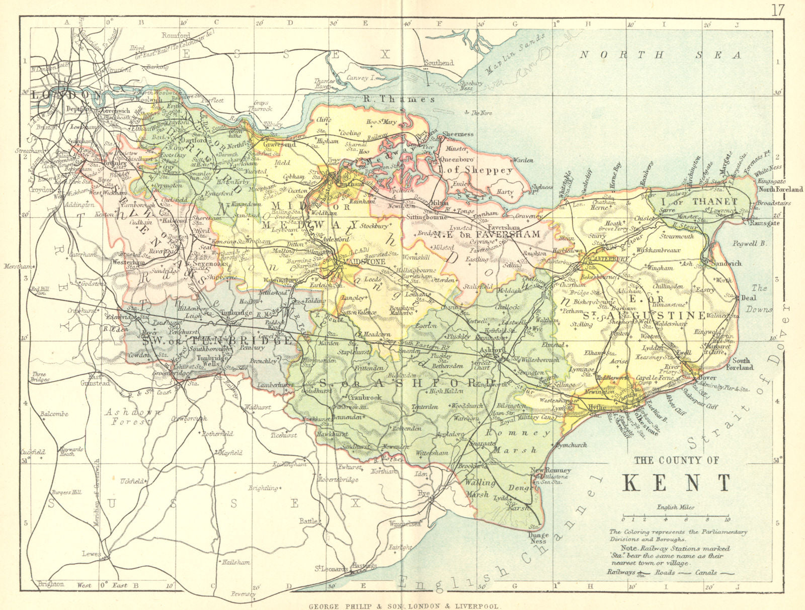 KENT. Philip 1898 old antique vintage map plan chart